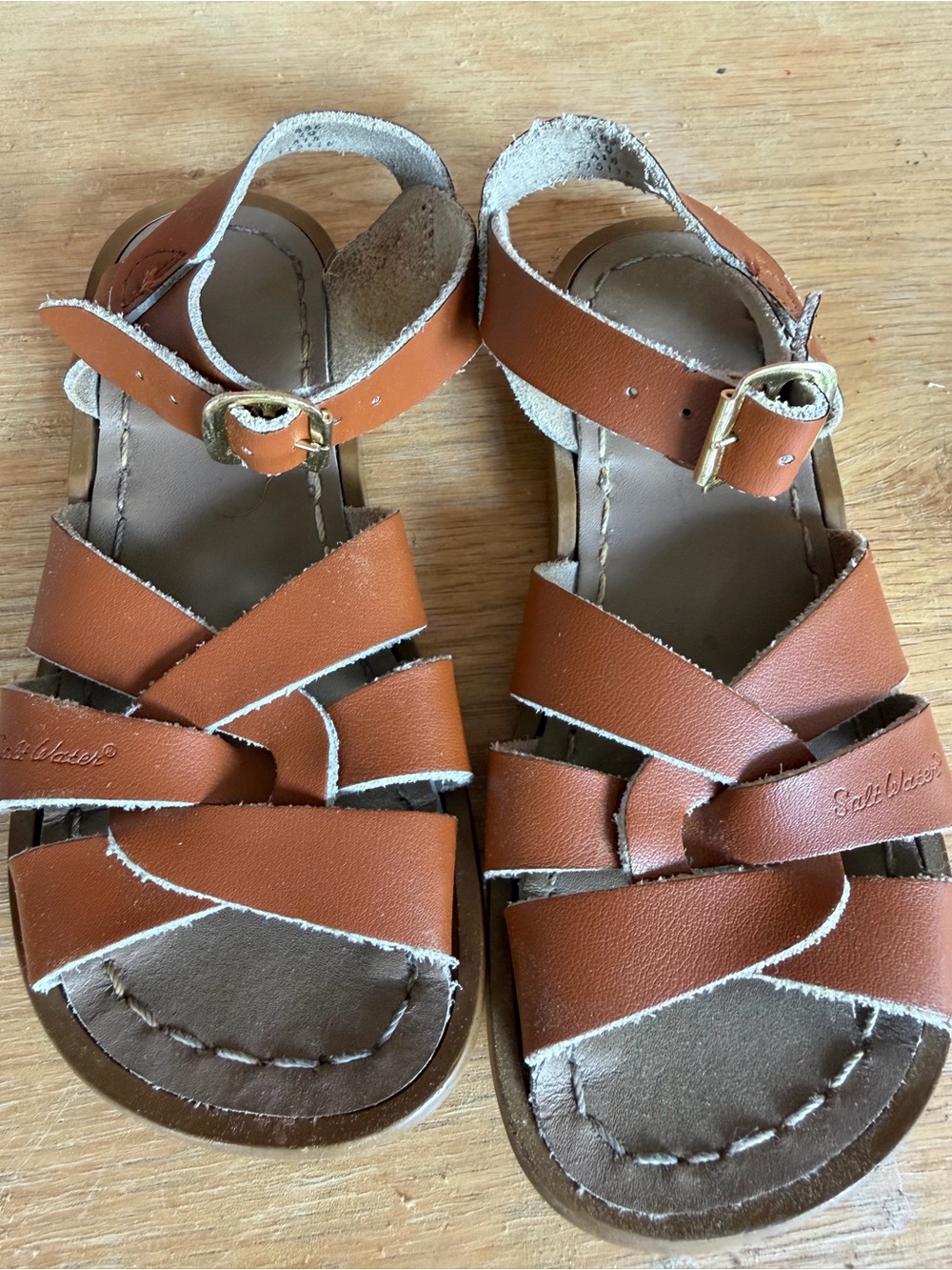 saltwater Original Kids Leather  Sandals in Tan